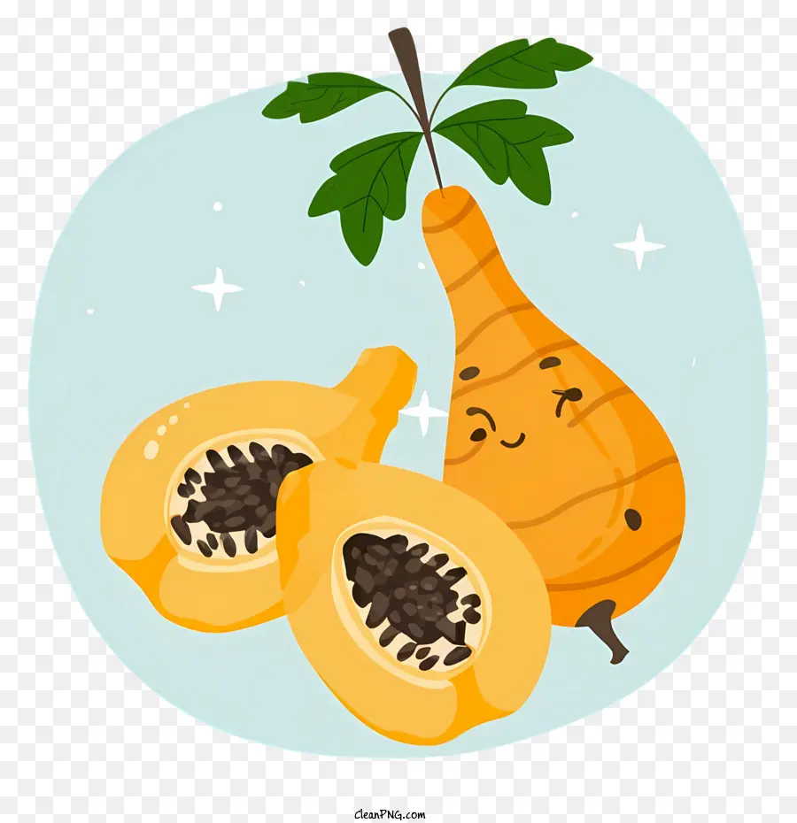 bông tuyết - Trái cây màu vàng cười với trái cây thái lát bên trong