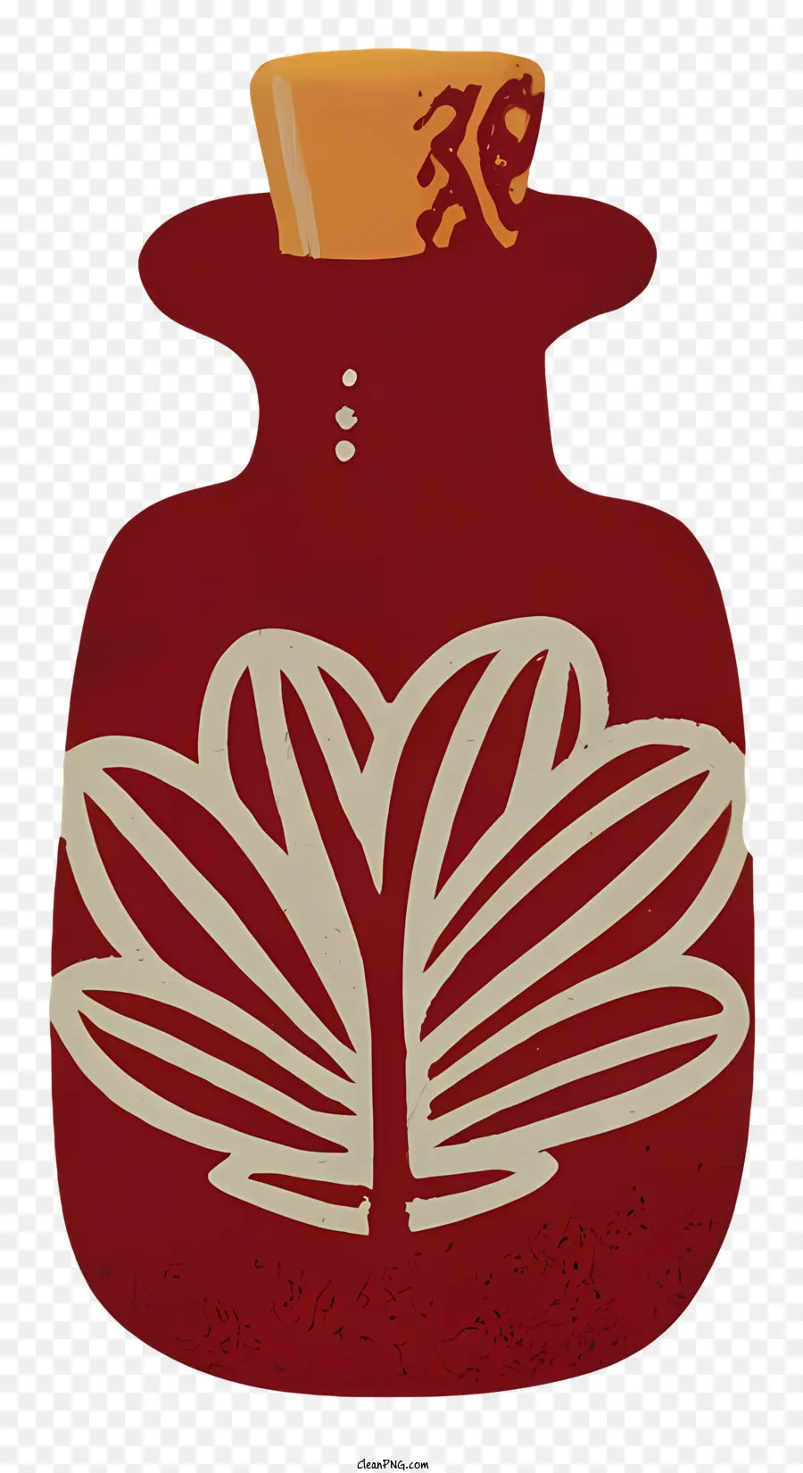 Blumenmuster - Rote Vase mit gelbem Deckel, weißes Blatt