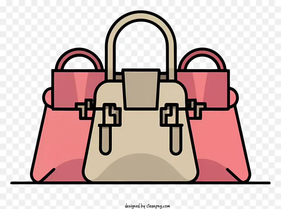 Handtasche Leder Nahaufnahme rosa Beige - Nahaufnahme Lederhandtasche mit rosa und beigen Farben, Griff, offenes Design, kleinen Fächern und langer Schultergurt