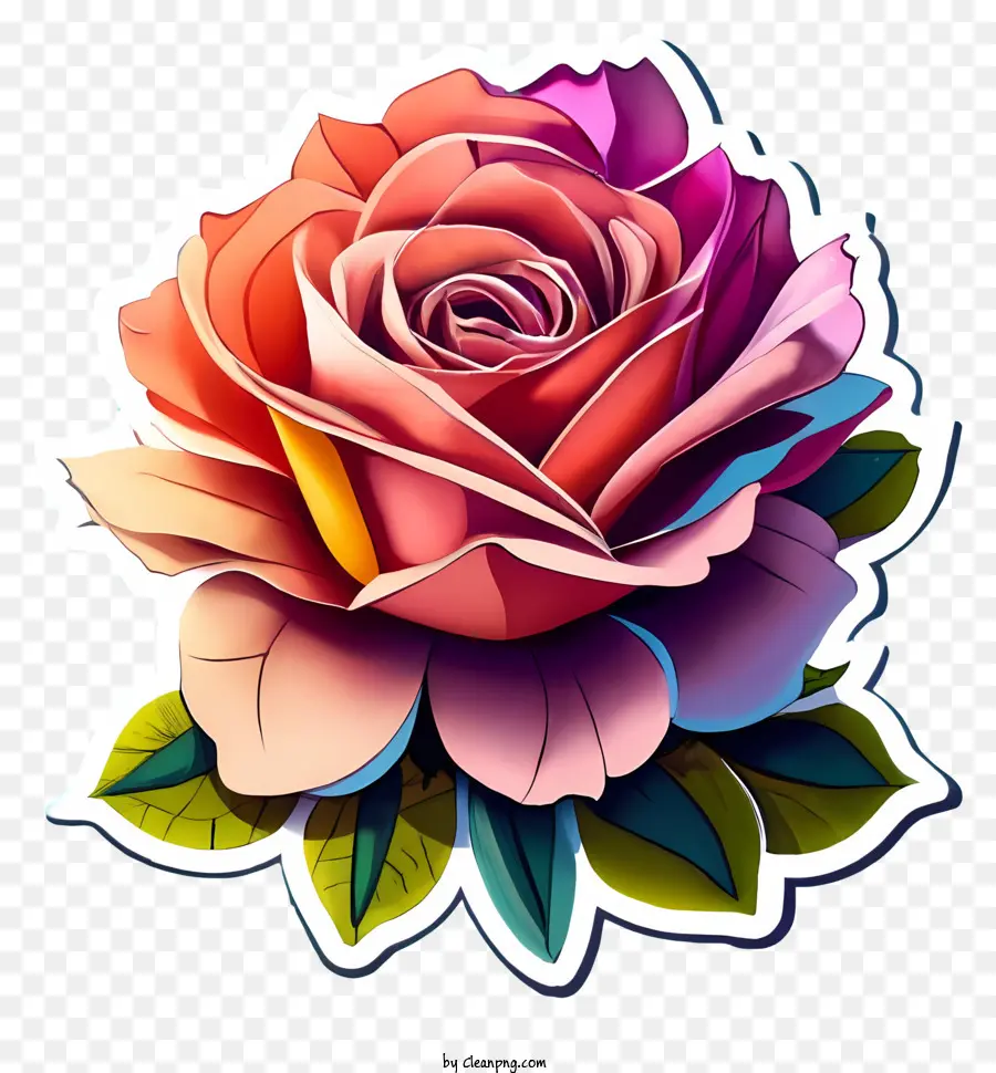 rosa rose - Rosa Rose mit gebogenen Blütenblättern und Stiel