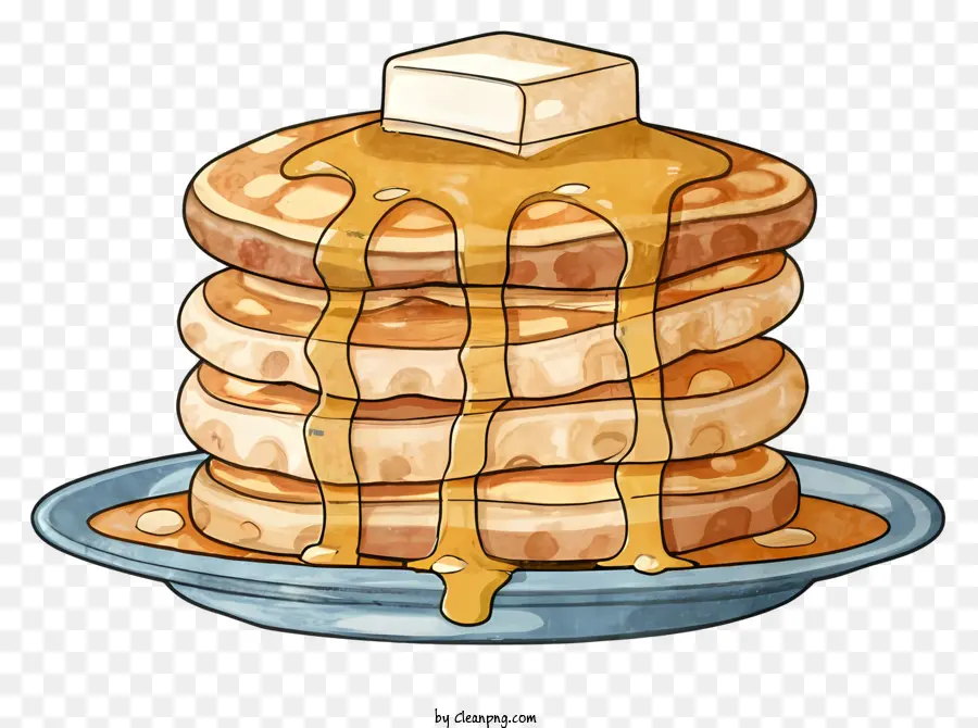 bánh kếp xi -rô bánh pancakes bơ dãy bánh kếp - Chồng bánh kếp vàng với xi -rô nhỏ giọt
