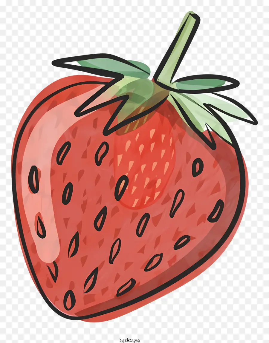 Erdbeere - Einfache, handgezeichnete Illustration einer roten Erdbeere