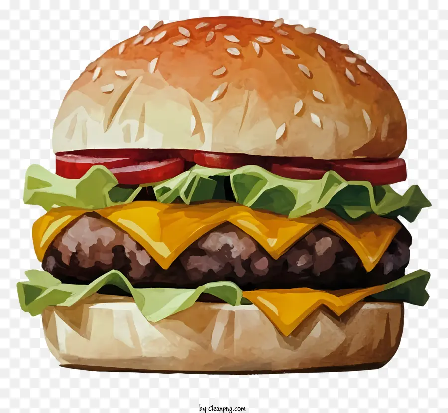 Hamburger - Hamburger con formaggio, lattuga, pomodoro, panino, condimenti
