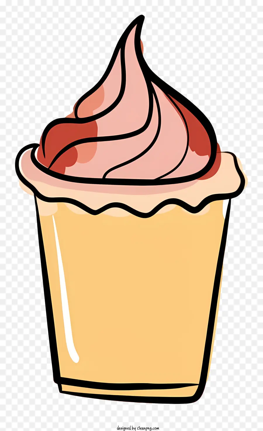 Streusel - Handgezogener rosa gefrorener Cupcake mit Puderzucker