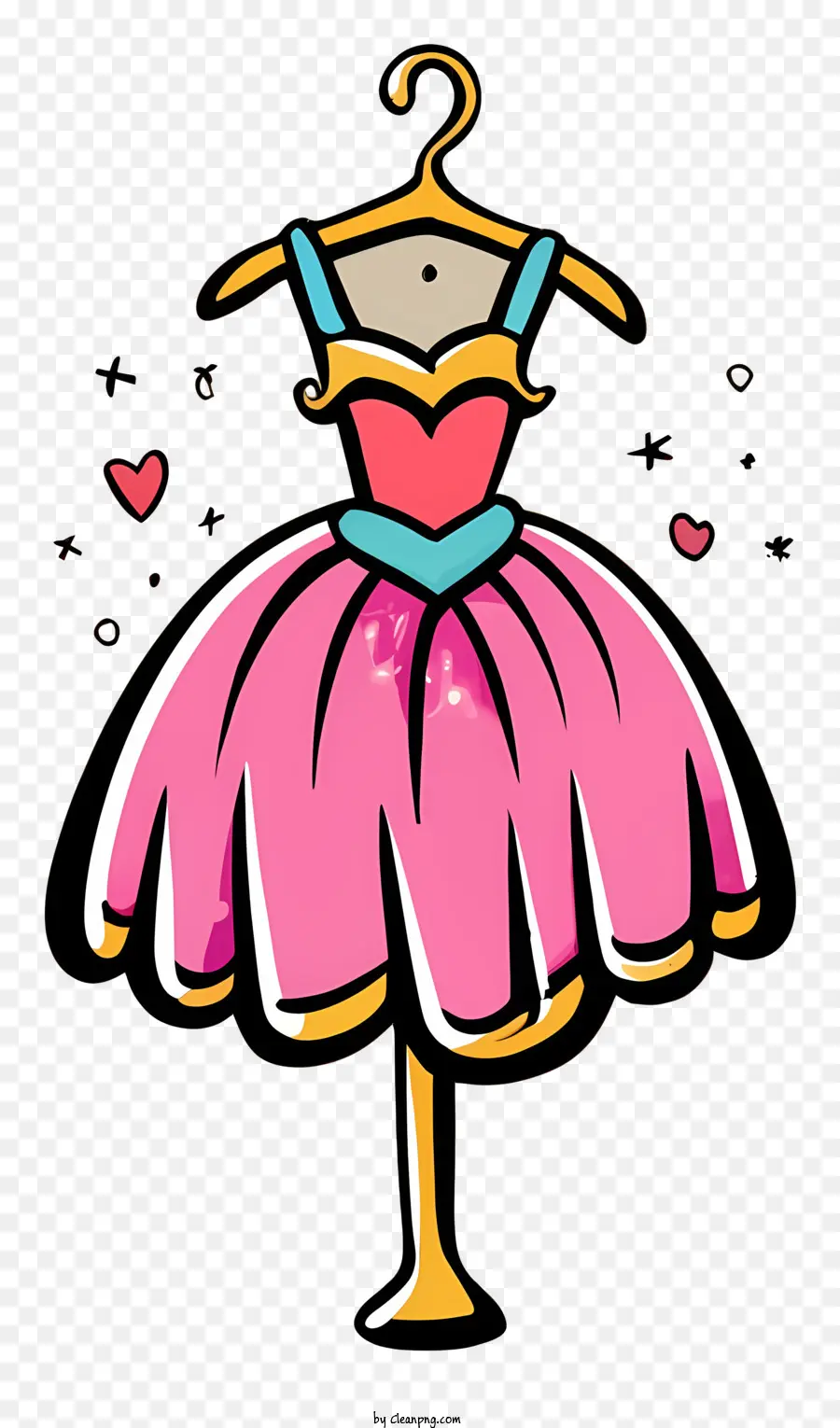 pink dress hearts on dress ballerina style dress lace collar dress blue waistband dress