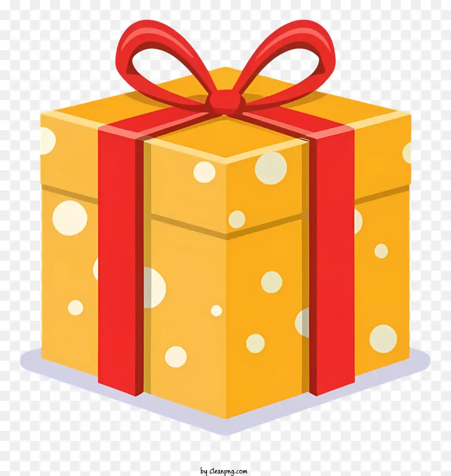 Geschenkbox - Gelbe Geschenkbox mit rotem Bogen und Tupfenblasen Blasen