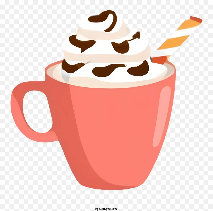 hot chocolate whipped cream striped straw small umbrella cup of hot chocolate