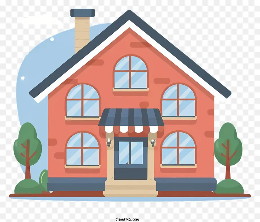 casa con portico anteriore casa a tre piani - Casa a tre piani con portico, colore beige, tetto grigio