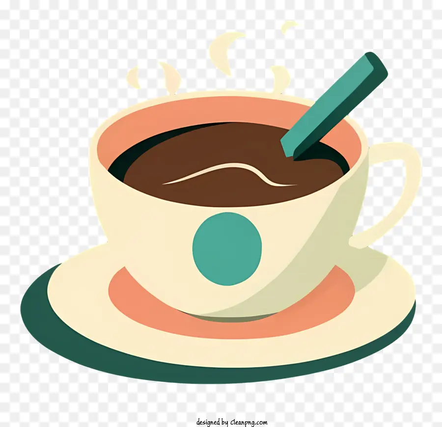 disegnati a mano - Cartoon di tazza di caffè trainata a mano sul piattino