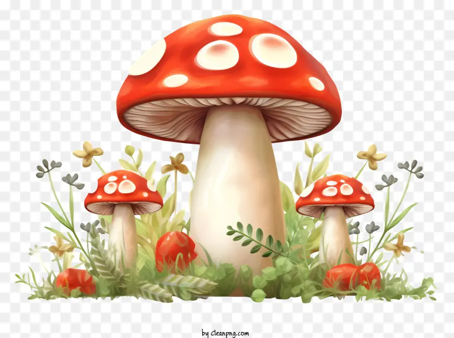 Pilze in Natur - Realistische Darstellung von Pilzen in der natürlichen Umgebung