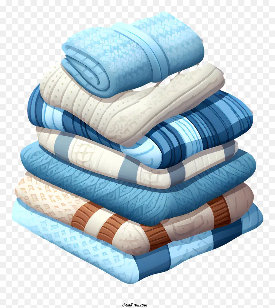 Handtücher Blaue Handtücher braune Handtücher Hochwertige Handtücher Weiche Stofftücher - Hochwertige blaue und braune Handtücher sind ordentlich gestapelt