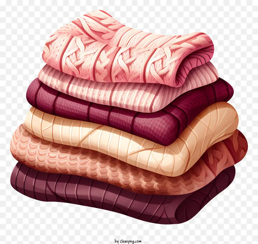 Un altro magro maglioni di lana del materiale lanoso spesso - Maglioni di lana impilati di vari colori e trame