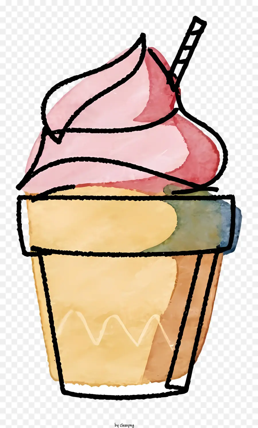 Cupcake màu hồng frosting White Sprinkles Swirl Straw - Cupcake với frosting màu hồng, rắc và rơm