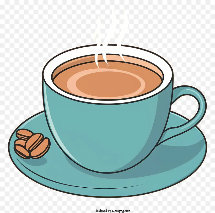 Kaffee - Tasse Kaffee mit Schokoladenchips und Dampf