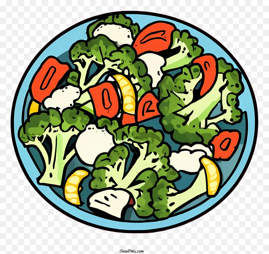 bowl of vegetables carrots broccoli tomatoes bright colors