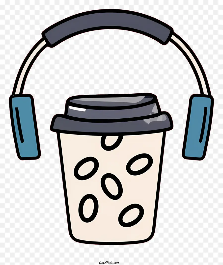 Tasse Kaffee - Schwarz -Weiß -Kaffeetasse mit Kopfhörern