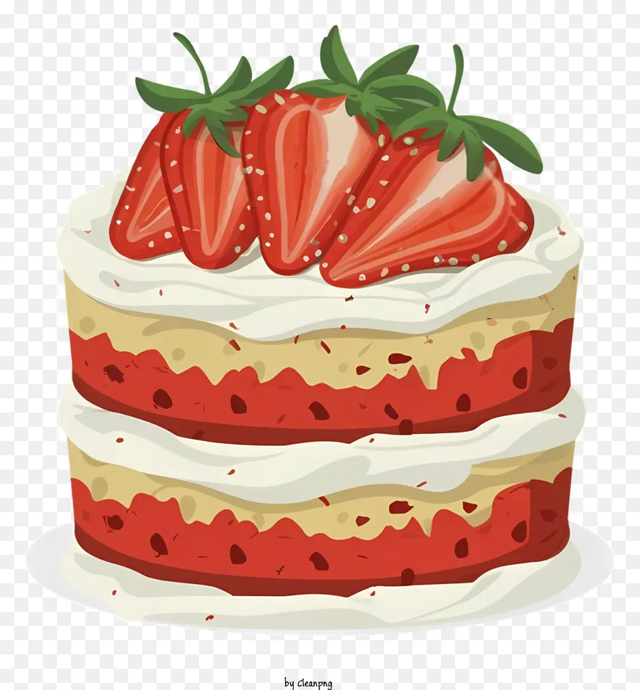 chocolate cake whipped cream frosting fresh strawberries white plate black background