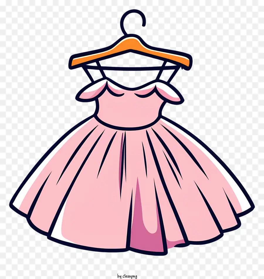 Abbigliamento di moda vestito scollo alto rosa - Schizzo in bianco e nero di abito rosa