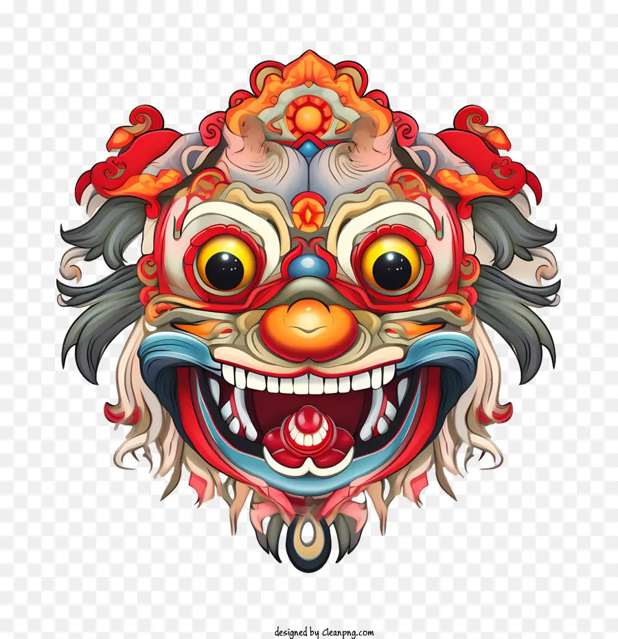 Đầu sư tử Trung Quốc Lion Head Đèn trang trí truyền thống đầy màu sắc - 