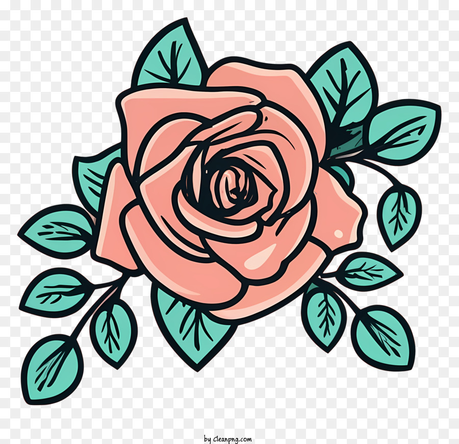 Pink, white, deep red open rose bud and flower with green leaves, sketch  style vector illustration isolated on white background. Realistic hand  drawing of red rose, symbol of love, decoration element Stock