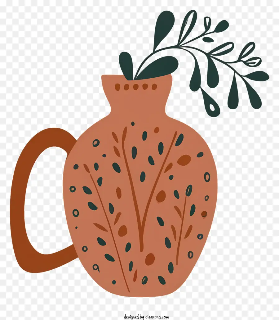 ceramic vase round shape tall neck reddish brown color circular shapes