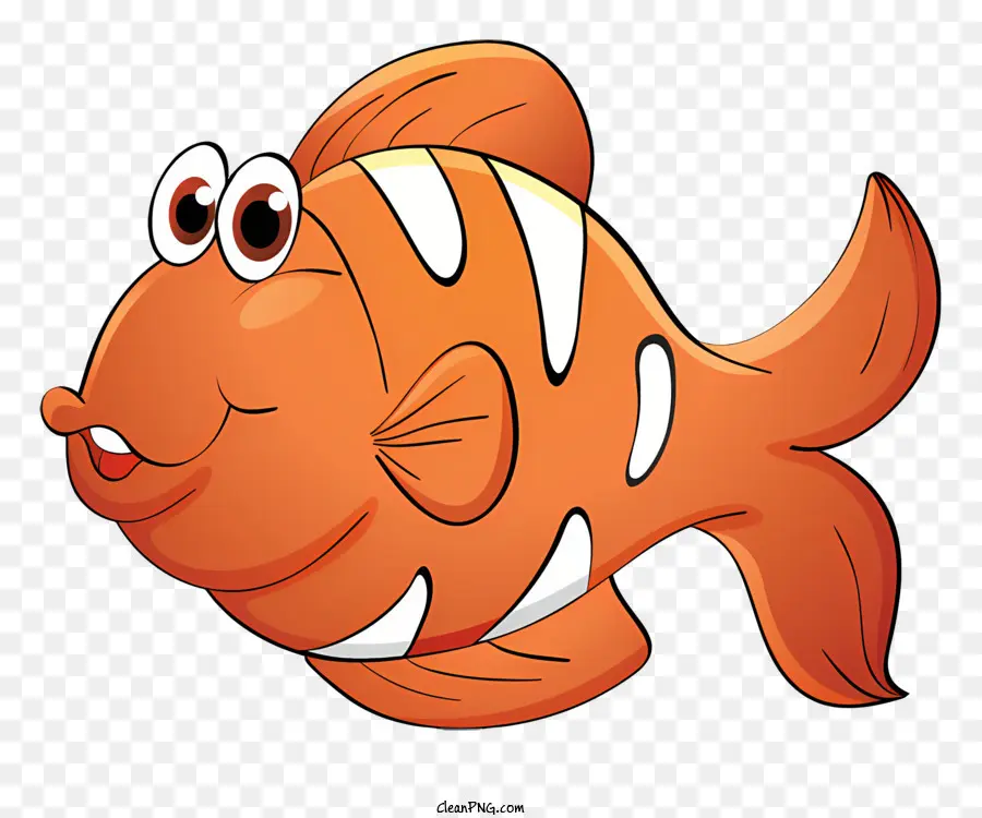 Cartoon Fisch große Zähne lächelnder fischfreundlicher Fisch Orange Fisch - Cartoonfische mit großen Zähnen, die glücklich lächeln