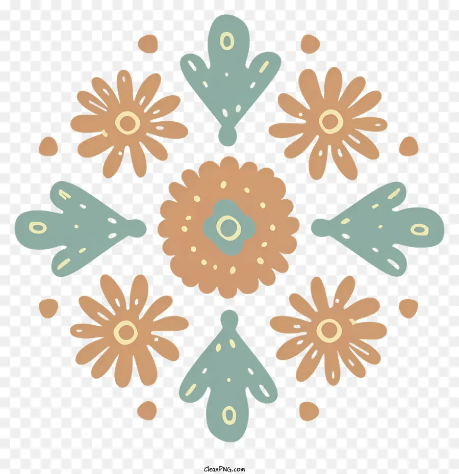 hoa thiết kế - Hoa văn hoa hình tròn với cánh hoa màu nâu và màu be