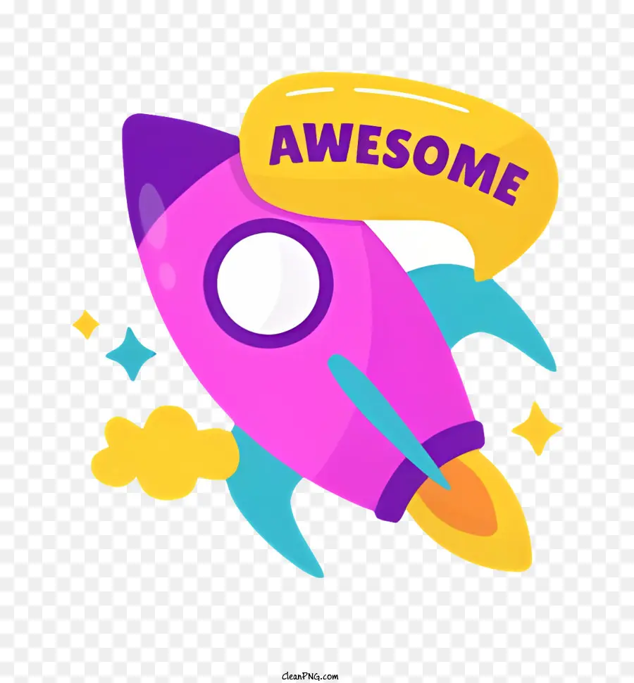 Raketenschiff Awesome Pink Star Blase - Rosa Raketenschiff mit 'fantastischer' Text und Star