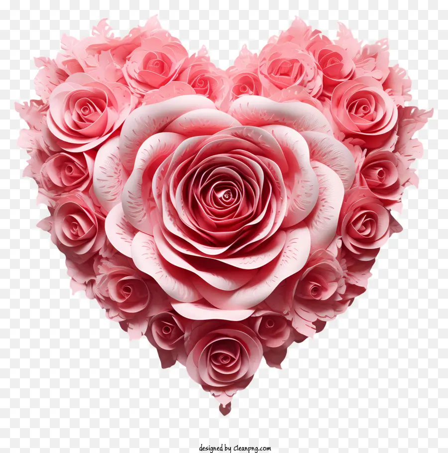 cuore di fiori - Cuore di fiori rosa con effetto galleggiante realistico