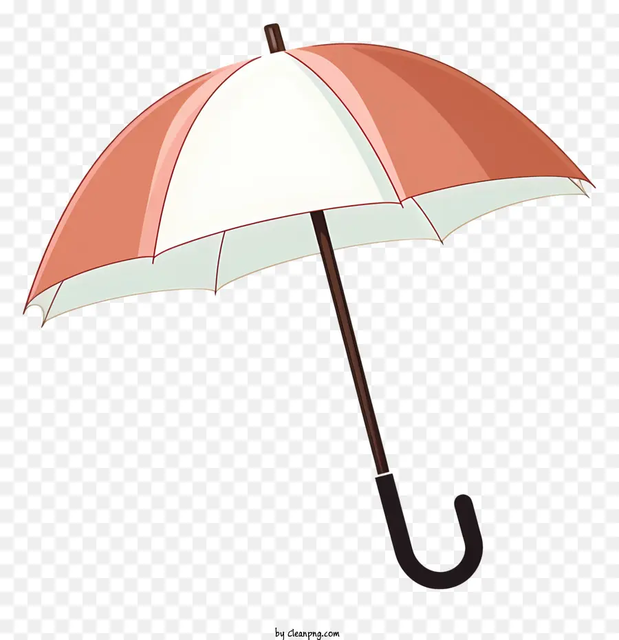 Cartoon Regenschirm weißer Regenschirm brauner Griff Dach schwarze Speichen Regenschirm offener Regenschirm - Karikaturistisch weißer Regenschirm mit braunem Griff und Regen