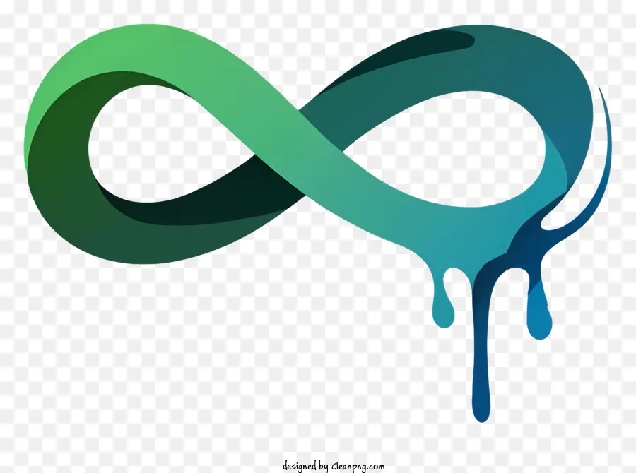 Simbolo di infinito - Design gocciolato verde e blu su sfondo nero