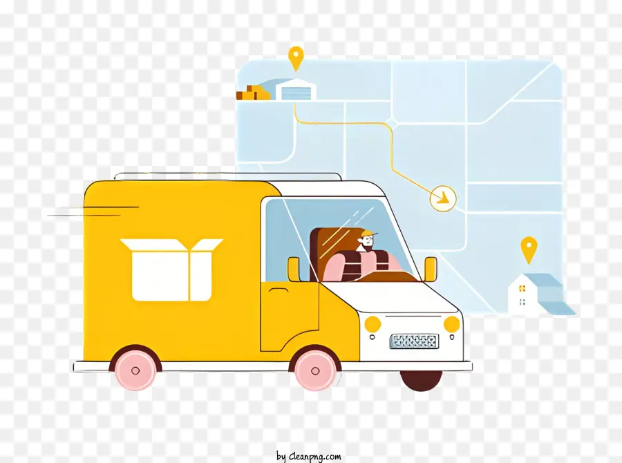 giao hàng giao hàng gói giao hàng giao hàng xe tải logo bản đồ đường - Xe tải giao hàng với logo 