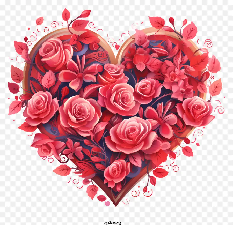 Hoa Hồng Màu Đỏ - Container trái tim được bao quanh bởi hoa hồng đỏ, tượng trưng cho tình yêu