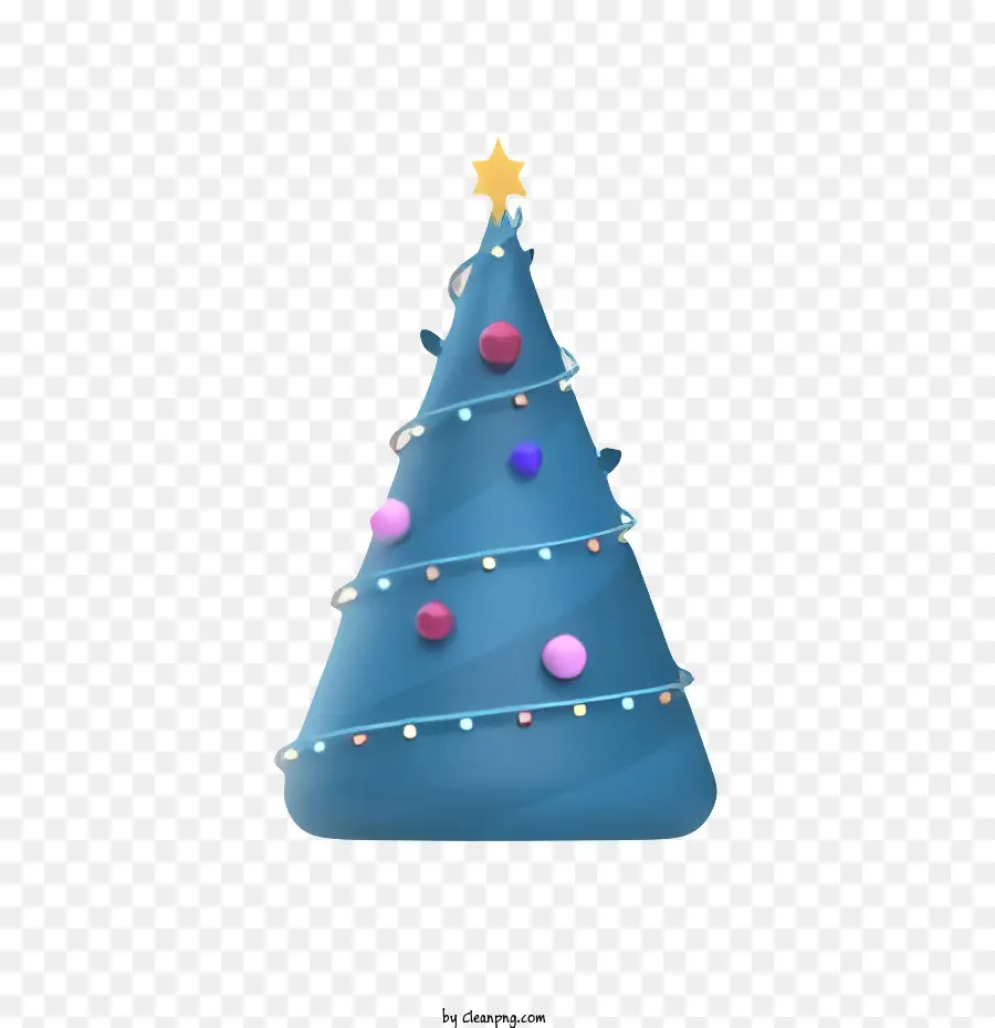 blu albero di natale - Albero di Natale blu con ornamenti colorati e stelle