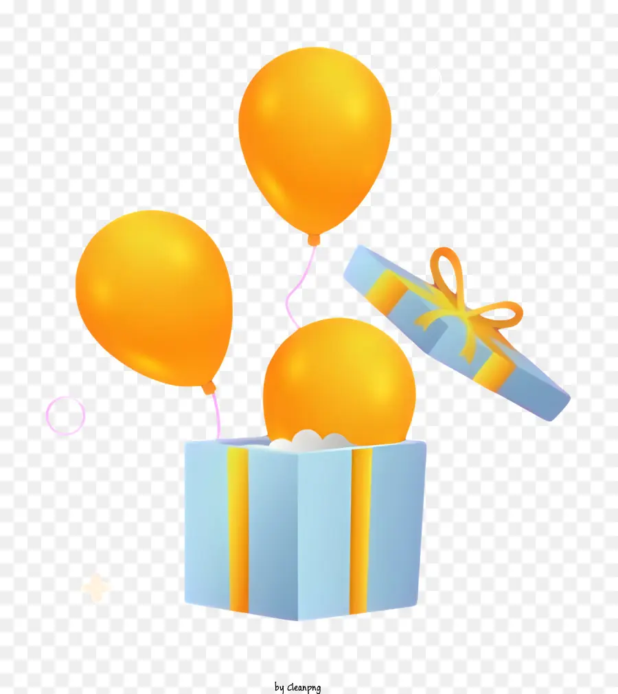 Geburtstagsgeschenk - Realistisches Bild von gelben Luftballons und Geschenk