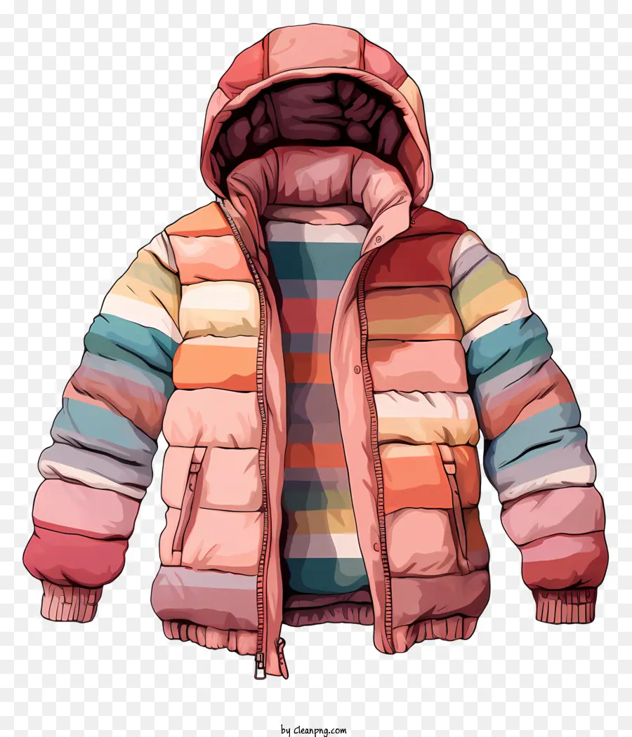 raincoat hooded jacket long-sleeved jacket front pocket striped pattern