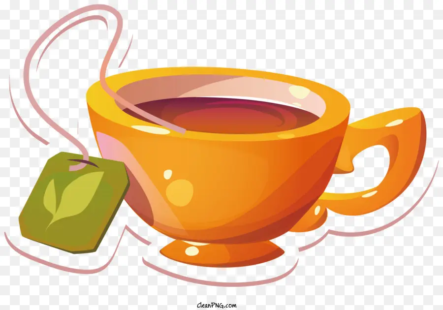 tazza di tè da bere tè e sii felice carattere scritto a mano Sfondo nero arancione tazza - Gioiosa tazza di tè con un tag