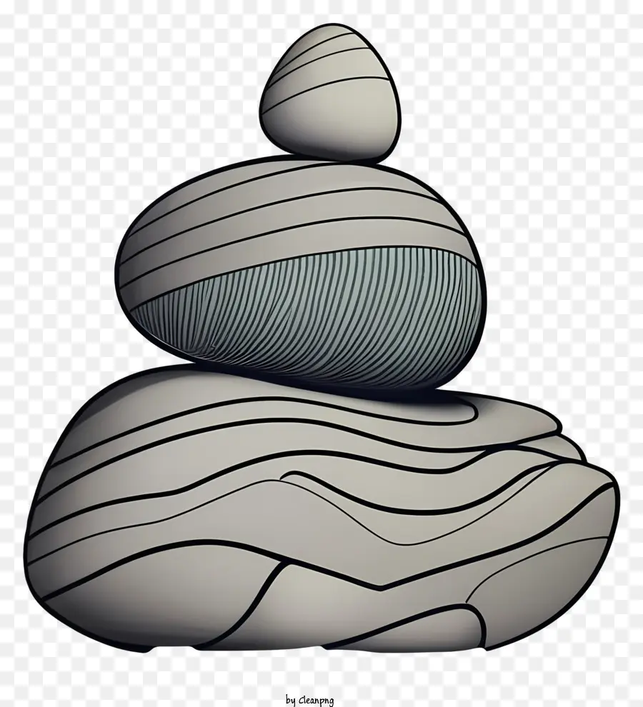 Đá xếp chồng mô hình đối xứng đá tròn có kết cấu đá tự nhiên - Chồng đá tròn đối xứng màu đen và trắng