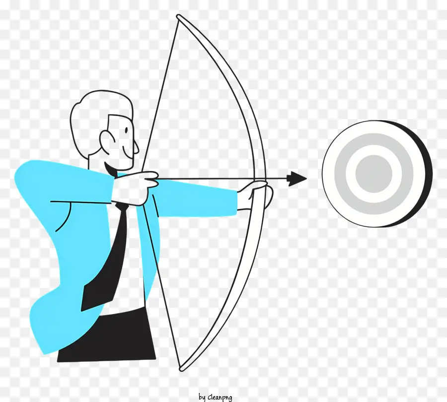Weißer Kreis - Mann in blauem Anzug mit Pfeil auf das Ziel