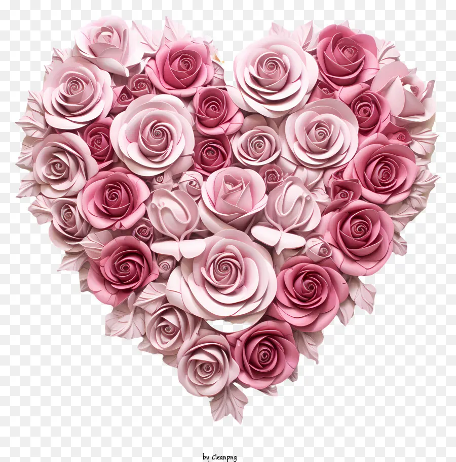 rosa Rosen - Großes, symmetrisches, rosa Rosenherz mit leerem Zentrum