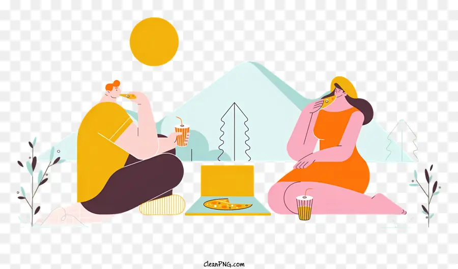 Picnic Starry Sky Mountains Sandwich Soda - Due persone che si godono un picnic sotto il cielo stellato