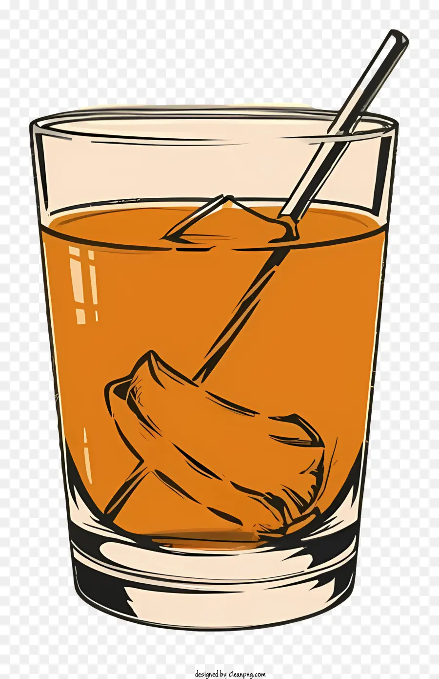 Sommer drink - Glas mit orange Getränk und kleinem Löffel