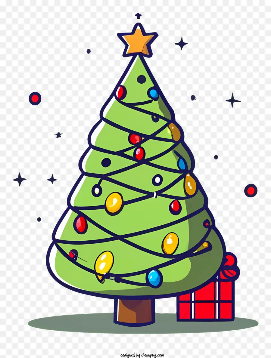 Weihnachtsbaum - Buntes, festlicher Weihnachtsbaum mit Geschenken und Lichtern