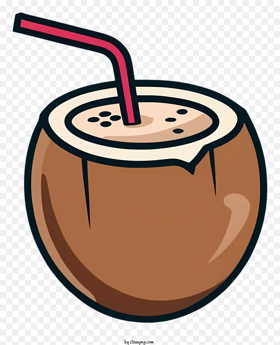 Drink di cocco paglia latte di cocco paglia rossa in bianco e nero - Immagine in bianco e nero di bevanda al latte di cocco