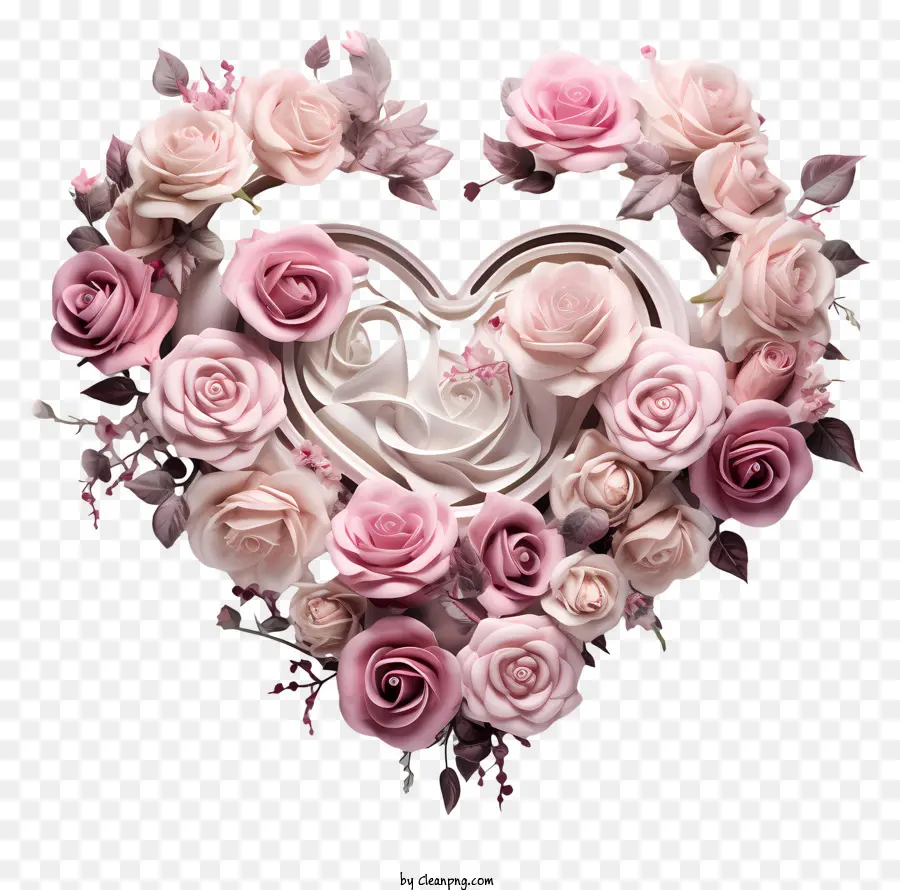 hoa hồng - Hình ảnh: trái tim hoa hồng hồng với lá xanh