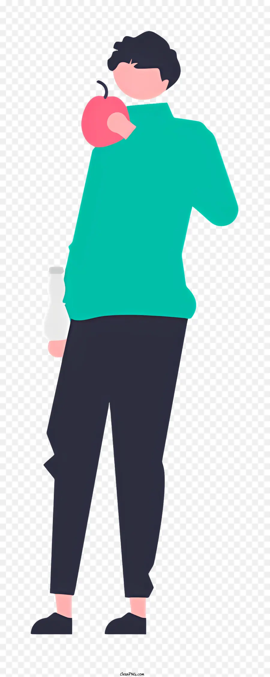 woman green sweater black pants hands in pockets head tilted