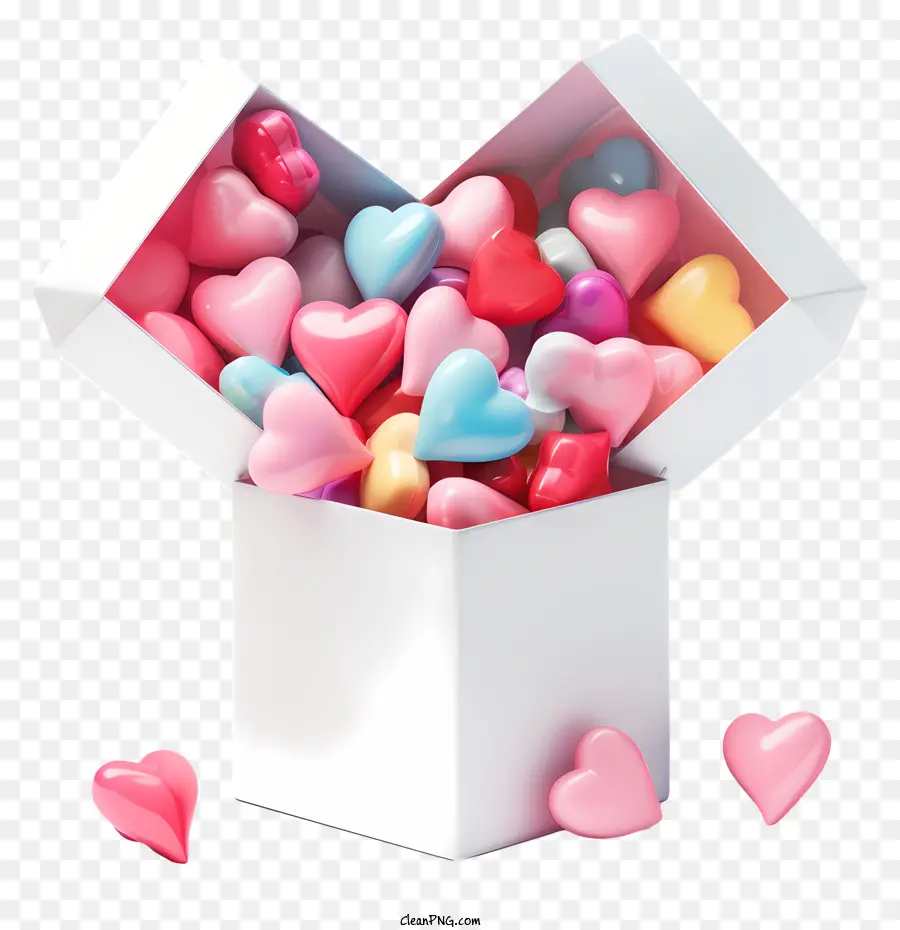 Il Giorno di san valentino - Cancelle bianche a forma di cuore sparse all'interno della scatola aperta