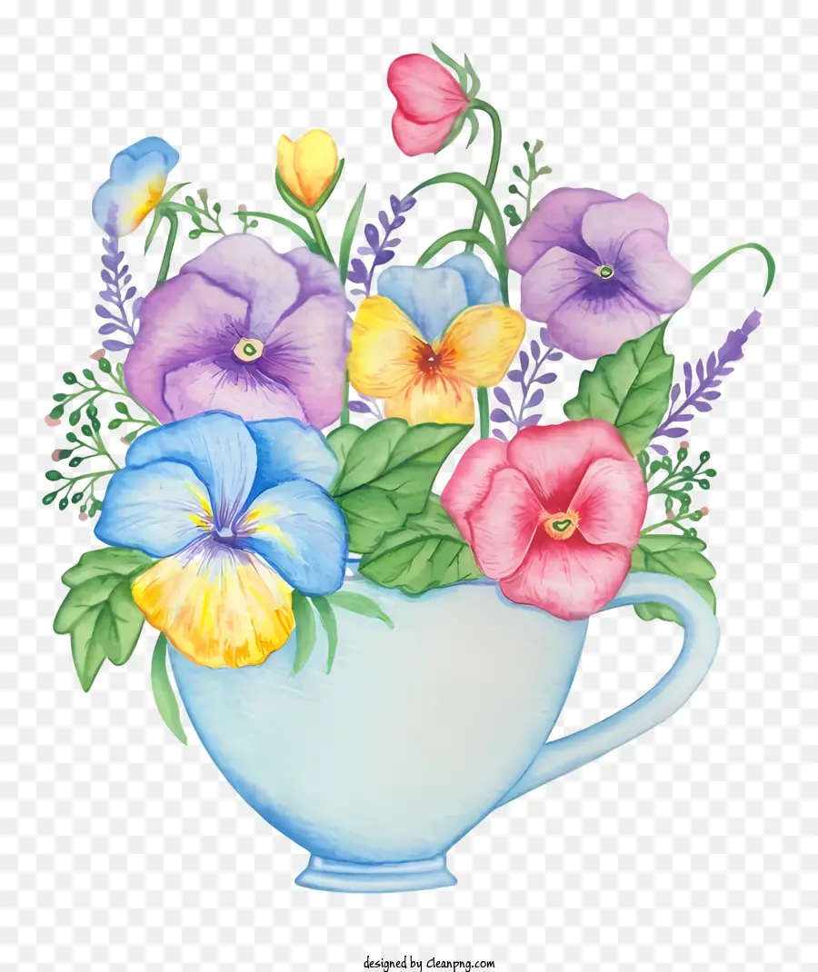 Vase Pansies Flowers Simmetrico Disposizione Bloom - Vaso colorato con fiori in fiore in disposizione simmetrica