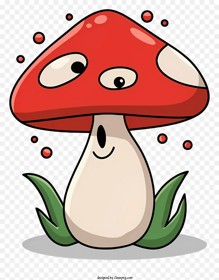 Cartoon Fungo Fungo di funghi Fungo con due occhi funghi con due nasi funghi con bocca sorridente - Carattere di funghi cartoni animati con cappelli verdi, contenuto