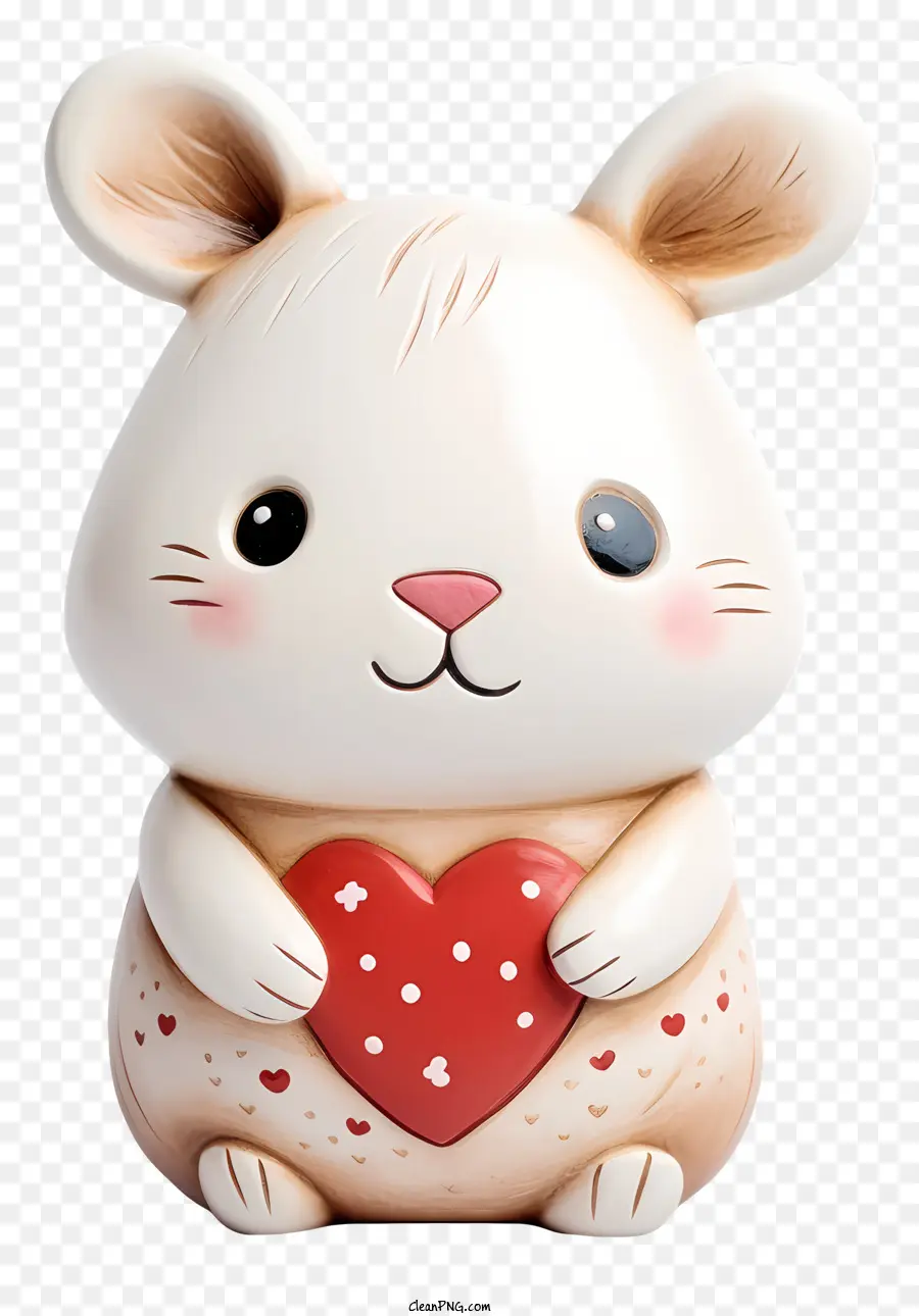 Kleine weiße Maus rote Herz lächelnde Mauspfoten Hinterbeine - Kleine weiße Maus, die rotes Herz hält, lächelt